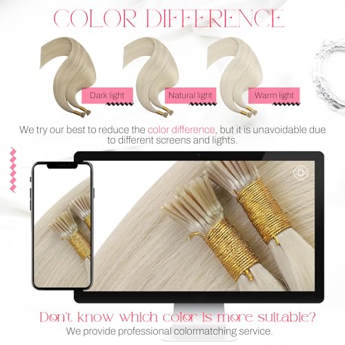 Image of Moresoo I Tip Hair Extensions Human Hair, Platinum Blonde, 24 Inch