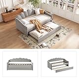 Oyemige Upholstered Daybed Sofa Bed, 3FT Single 90x190 cm, Double with Trundle, Modern Bed Frame for Living Room & Bedroom, Easy Assembly, Linen No Mattress (Grey A) - Image 5