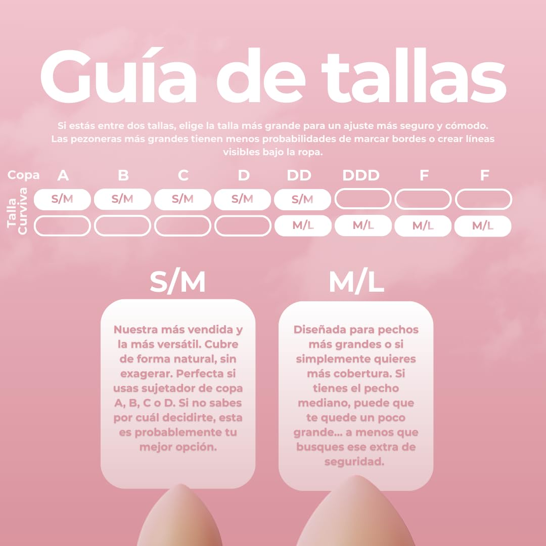 Pezoneras Invisibles Sin Adhesivo Triangulares para Escotes Pronunciados - Resistentes al Sudor - Extrafinas y Cómodas con Agarre Térmico - Incluye Estuche de Viaje Tallas SM y ML