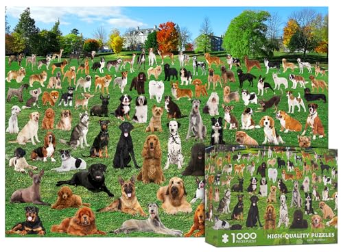1000 piece jigsaw puzzles for adults-101 Lawn Puppies Puzzles For Adults 1000 Pieces Dogs Park Jigsaw Puzzles 1000 Pieces For Adults 101 Puppy Group Photo Puzzle 1000 Pieces