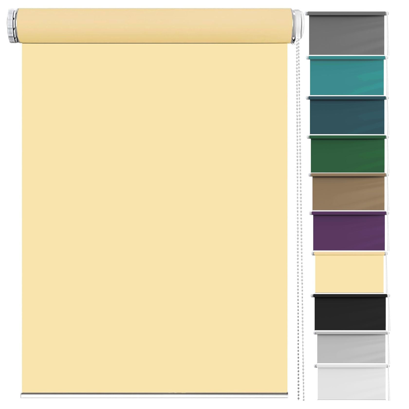 Thermal Blackout Blinds 35 x 130 cm Thermal Insulated UV Protection, Office Window Blinds Easy Fit Fittings Included for Bedroom, Nursery, Beige — image 1