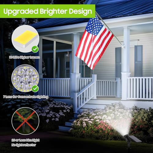 Bosceos 6-Pack Solar Spotlights for Outside with 30LEDs & 3 Modes, Solar Lights Outdoor Waterproof, Dusk to Dawn Landscape Lighting, Pathway Lights for Yard Garden Tree Flag Sculpture(Cool White) — view 3
