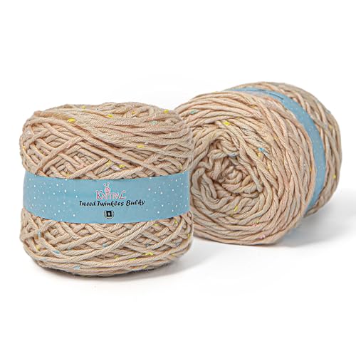 Tweed Twinkles Bulky Acrylic Yarn, 2-Pack (400Yds/400G), Creamy White
