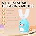 Renaelelife Kids Sonic Electric Toothbrush U Shaped Automatic Timer IPX7 Waterproof 5 Modes 360° Oral Cleaning Teeth Whitening Gums Massage Replaceable Soft Cartoon for 2-7 (Blue Dinosaur)