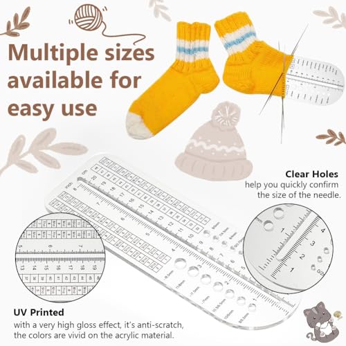 Règle chaussettes crochet mesure taille acrylique transparent 30cm