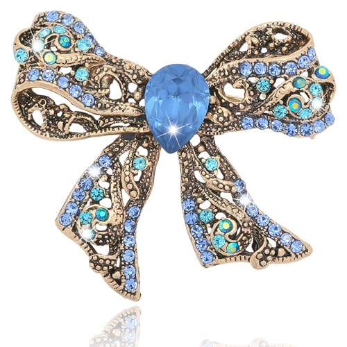 Image of Rhinestone Bow Brooch Vintage Crystal Large Bowknot Brooches for Women Brooch Pin Wedding Fashion Jewelry Accessories,Women Gift
