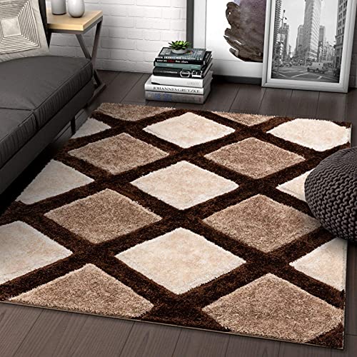Image of Soft Fluffy Shag Area Rectangular Rugs For Living Room, Shaggy Floor Carpet For Bedroom, Girls Carpets Kids Home Decor Rugs, Cute Luxury Non - Slip[Size 4X6 Feet], Brown