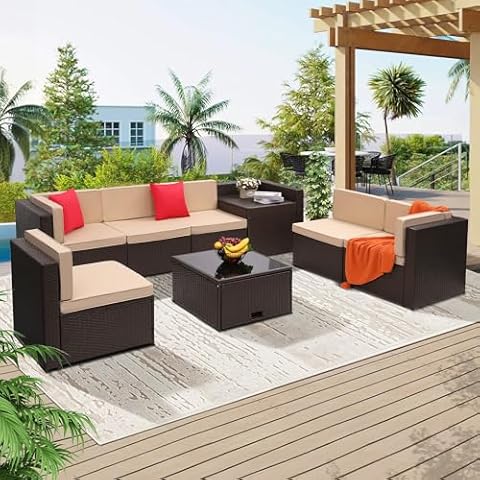 KROFEM 8-Piece Wicker Patio Set Cover