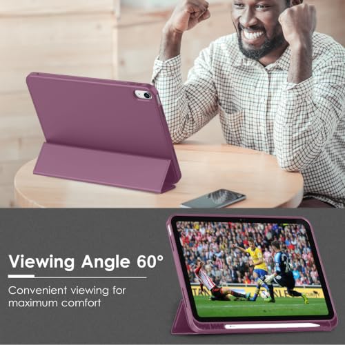Image of ToaPoia Case for iPad (A16) 11 Inch 2025 /iPad 10th Generation 10.9 Inch 2022, Slim Trifold Stand Protective Cover with Pencil Holder and Soft TPU Back,Support Auto Sleep /Wake (Plum)