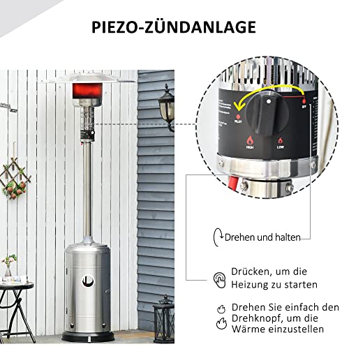 MalTec Terrassenheizer 13KW Gasheizstrahler - Heizschirm Für Bis Zu 20m² Mit Rädern