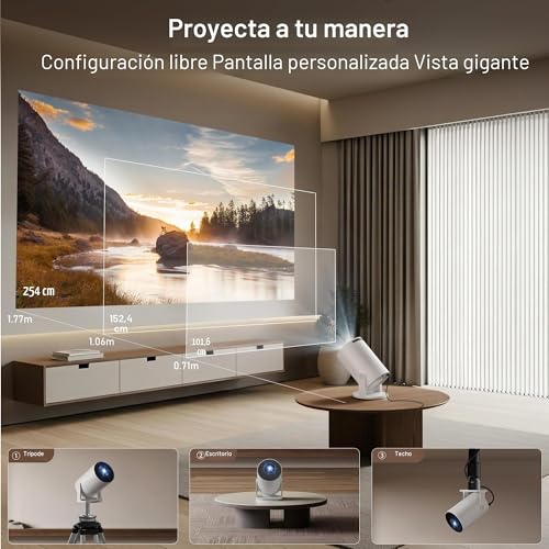 Miniatura 6 de Auto Keystone Proyector Inteligente Con Wi-Fi 6 Bluetooth 5.4, 4k Soporte, Android 14, Apps Integradas, Mini Proyector Portatil Compatible Con Hdmi Ios Android Us Lyncast Hy300 Pro
