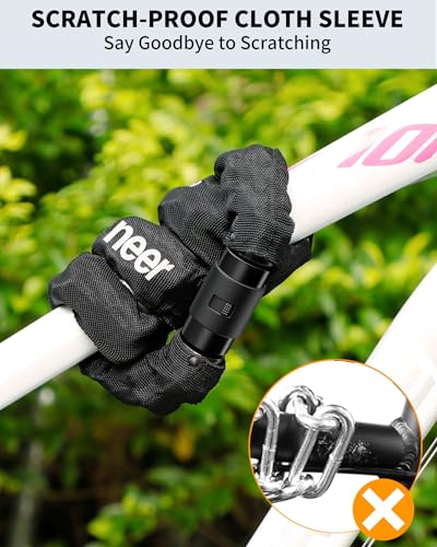 Sportneer Cerradura de Bicicleta de Metal Cabeza de Cadena Cerradura de Alto Nivel de Seguridad con 8mm Fuerte-Acero Endurecido, Cerradura Antirrobo para Moto/Bici/Puerta/Valla/Parrilla/Scooter - imagen 6