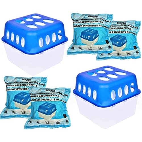 2x 900ML Luftentfeuchter Moisture Absorber Feuchtigkeits-Stopper mit 4x Beutel Granulat Dehumidifier Nachfülbar