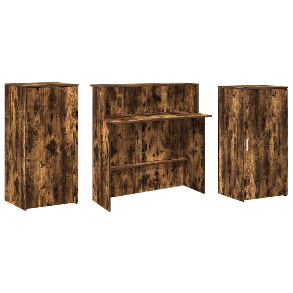 Banco di reception per affumicatura, 200 x 50 x 103,5 cm, robusto materiale in legno per ufficio e casa, scrivania versatile con spazio di archiviazione