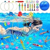UIV@SH 32PCS Juguetes para Alberca Niños,Juguetes de Buceo,Juguetes de Natación Subacuática,con Anillos Palos de Buceo...