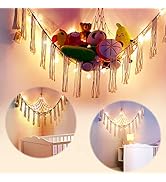 AVITORO Stuffed Animal Net or Hammock with LED Light, Hanging Corner Net for Stuffed Animals Stor...