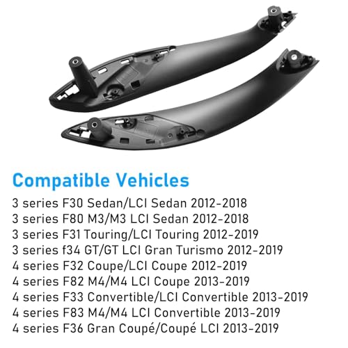 Sucxyor 2 PCS kompatibel mit bmw 3er F30 F31 F34 F80 (2012-2018) Türgriff Innen 4er F32 F33 F36 F82 F83(2014-2017) Türgriff Links + Rechts Innengriffe -Schwarz