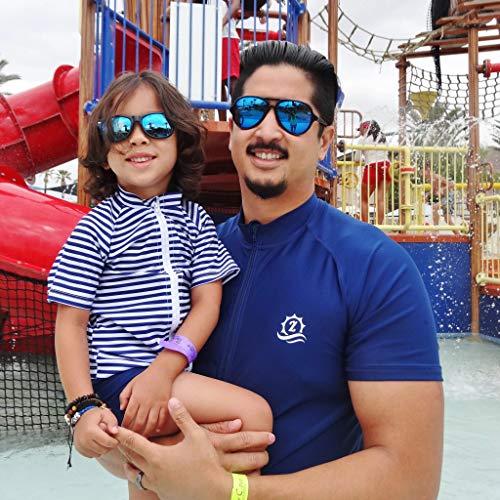 SwimZip Men's Short Sleeve Zipper Rash Guard Swim Shirt w/UPF 50 Sun Protection2