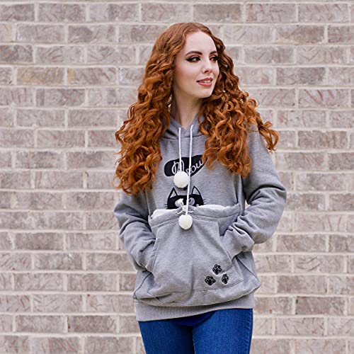 Alyc Pet Pouch Hoodie- Dog Cat Holder Carrier Sweatshirt Fleece Big Pouch Pullover For Women (Light Grey, Large) #TOP1