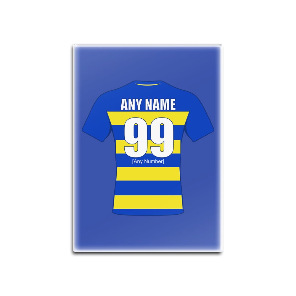 Unigift Blue Personalised Gift - Warrington Wolves Glass Fridge Magnet (Rugby League Design Theme, Colour Options) - Any Name/Message On Your Unique - The Wire
