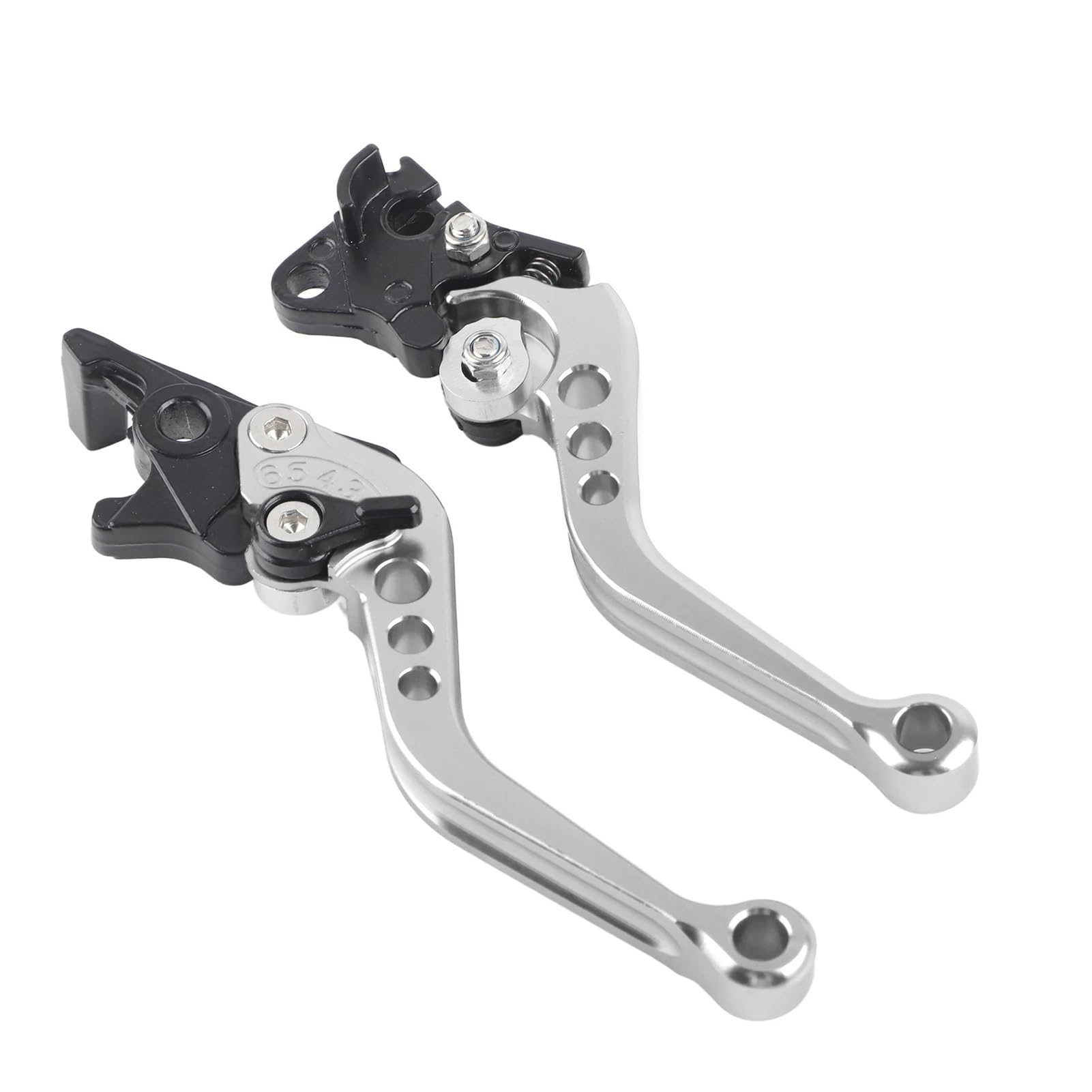 Abdktmnx Silver 1 Pair Aluminium Alloy Cnc Motorcycle Clutch Drum Brake Lever Handle Brake Handle Universal Fit For Motorbike Handlebar Clutchs Brakes Levers