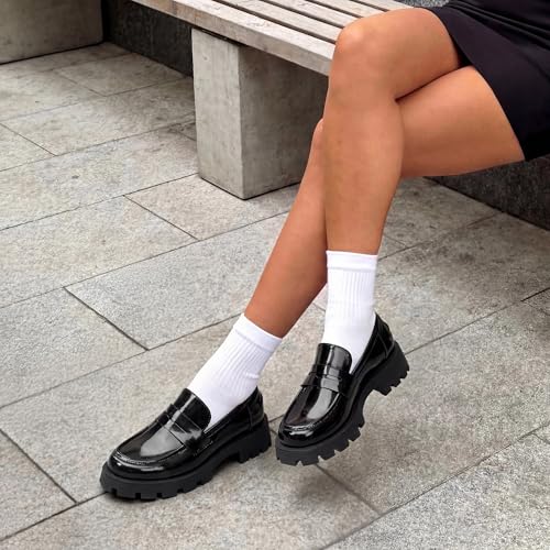 Image of DREAM PAIRS Womens Penny Loafers Platform Chunky Shoes