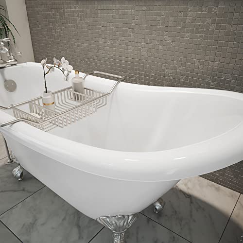 Dreamline Atlantic 61 In. L X 28 In. H Acrylic Freestanding Bathtub With Brushed Nickel Finish #TOP6