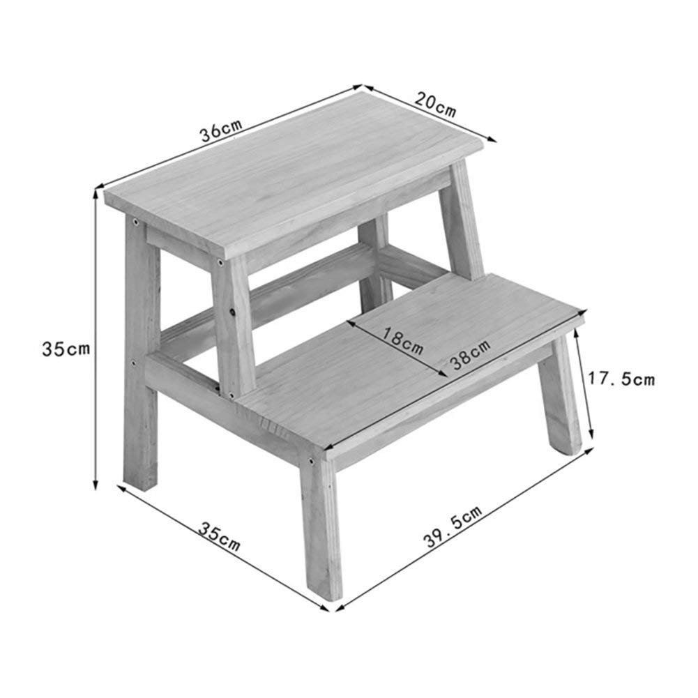 Taburete de Escalera de Doble Uso para el Hogar Al Aire Libre, Taburete de Escalera de Madera Iza, Taburete Antideslizante para Niños Taburete Mazar Taburete para Cambio de Zapatos Taburete Mul