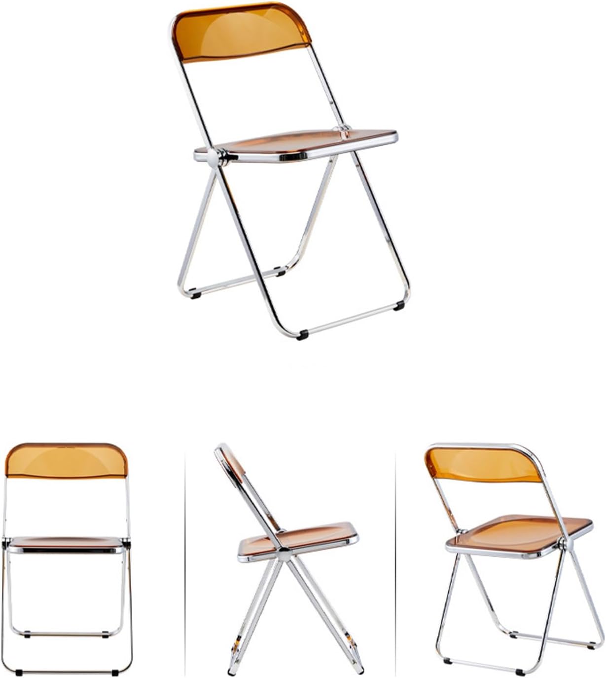 Transparent Chair Stackable Plastic Living Room Seat Party Camping ChairMakeup (Color : Yellow) (Clear)