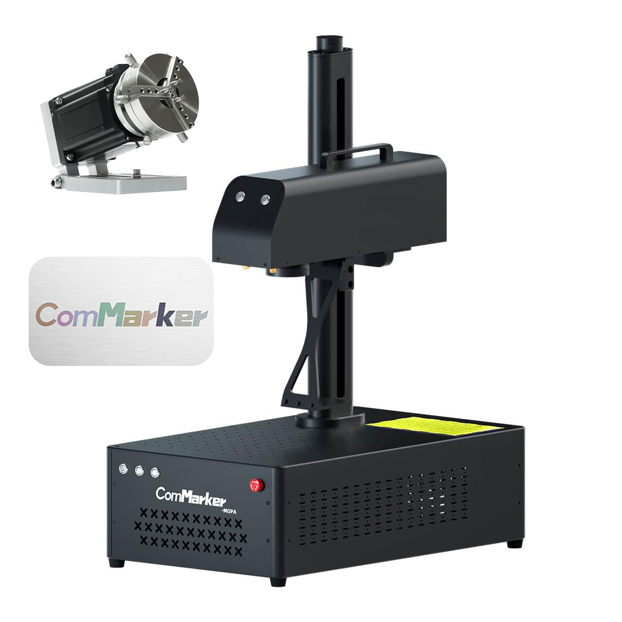B4 100W JPT Mopa Fiber Laser Engraving Machine with Rotary Axis, Support Lightburn Laser Engraver with 2Lens, 2in1 Desktop Handheld Color Marking Machine for Stainless Steel,Ring,Tumbler
