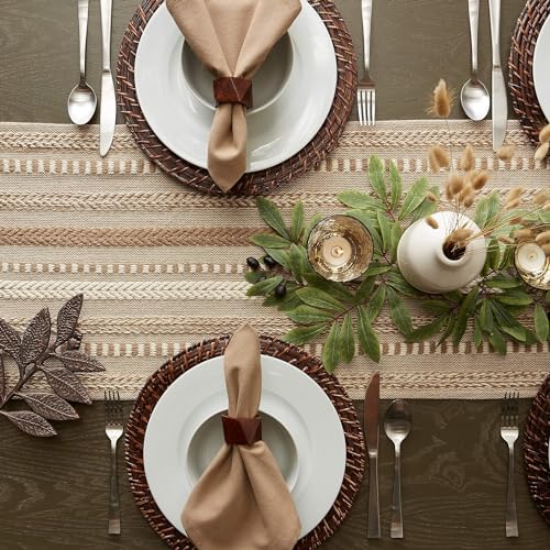Image of The Home Talk Premium Cotton Designer Table Runner - 13x72 Inches - Elegant Decor for Dining Tables, Handcrafted Quality Table Runner for Wedding, Buffets, Hotel, Restaurants, Rustic Home Decor, Beige
