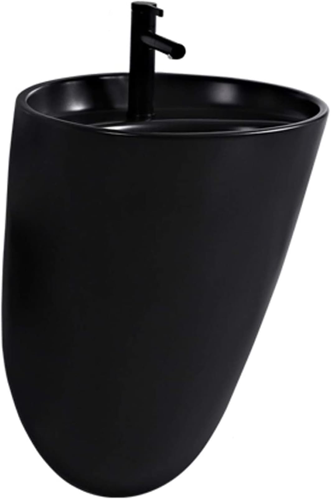 ASerZenith Bathroom Vessel Sink Ceramic Bathroom Sink Bathroom Ceramic Washbasin Small Sink Wall Mount Sink Vessel Sinks, 21X18X30In(Black)