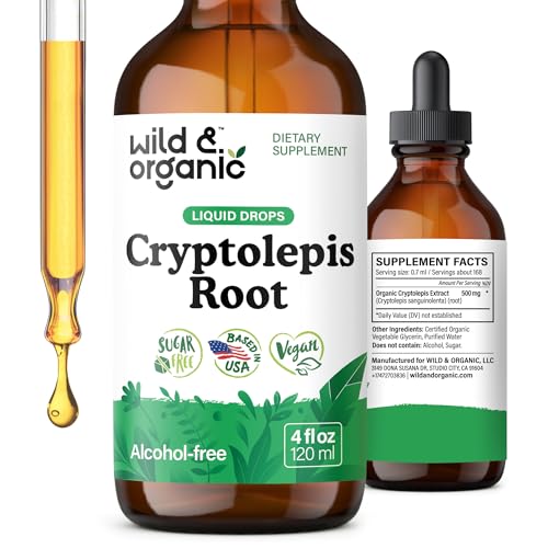 Wild & Organic Cryptolepis Tincture - Herbal Drops for Detox & Immune Support - 2-Month Supply - Liquid Cryptolepis Root Extract Drops - Vegan Sugar & Alcohol-Free - 4 fl oz