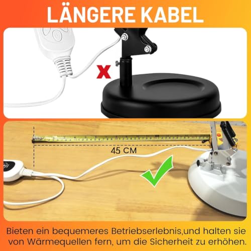 TERVON Infrarotlampe, 150W Infrarotlichtlampe Wärmelampe, 10 Stufen Temperatur Einstellbar mit Timer… – Ansicht 6