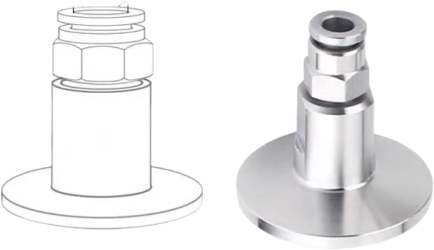 Szybkozłączki próżniowe KF ze stali nierdzewnej 304 - Złączki rurowe z gwintem zewnętrznym, proste Push Lock, 1 szt.(KF-50 4mm)