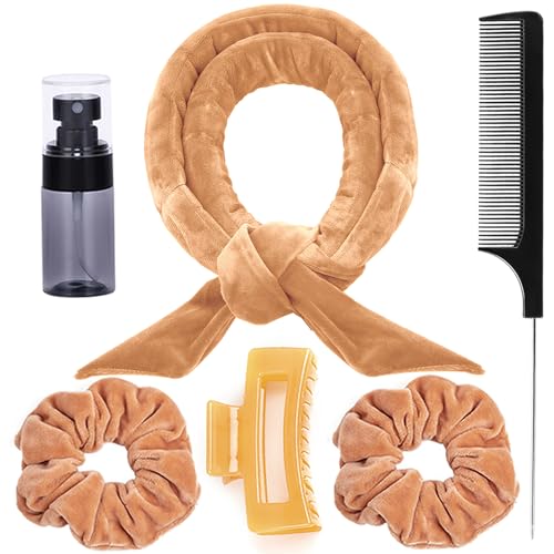 Faixa de cabelo com haste de cachos sem calor para dormir com menos calor, cachos noturnos, conjunto
