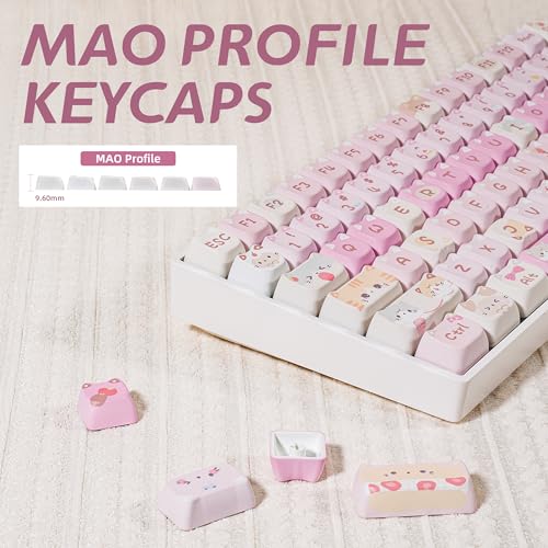 Image of ZORNHER ZH100 Wireless Cat Mechanical Keyboard,98% Pink Cute Creamy Keyboard with Number Pad,Full Size Hot-Swappable Kitty Gaming Keyboard,Meow Meow Squad Keycaps,Clicky Blue Switches,RGB Backlit