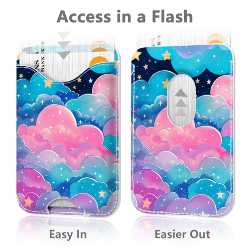 Image of Cute Cloud Magnetic Wallet for Magsafe Compatible with iPhone 17 /16 /15 /14 /13 /12 Series Pro Max Plus (Kawaii Pattern Phone Magnet Card Holder for Women Girl) (Fit 3 Cards Lether Mag Safe Wallets)