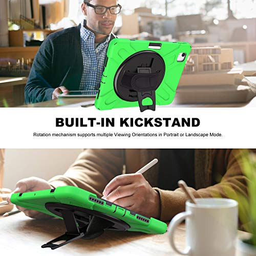 Coque iPad 2 3 4 antichoc vert avec support rotatif et sangle JZ - 6