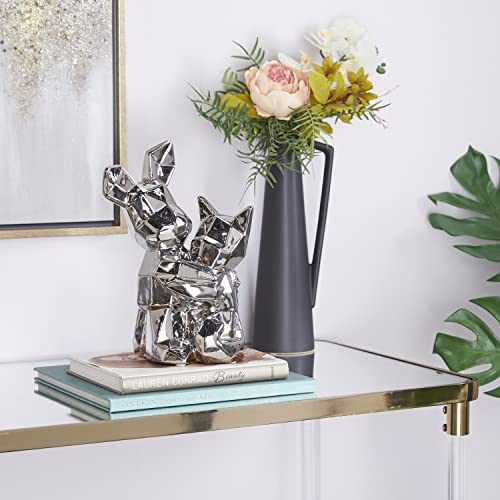 Escultura de porcelana perro cubista plateada 8x5x12 pulg miniatura 2