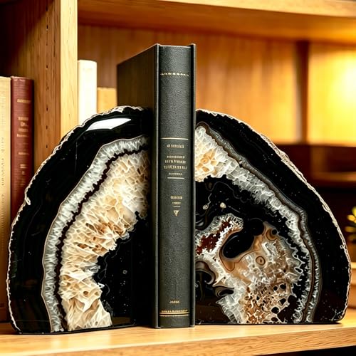 Agate Geode Bookends Heavy Duty Natural Crystal Stone Book Holders Decor