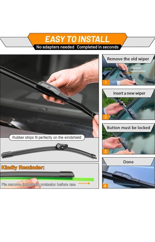 Image of RYU7 Hybrid Wiper Blades Compatible with Land Rover Discovery Sport allroad 2016 onwards(Pack of 2)