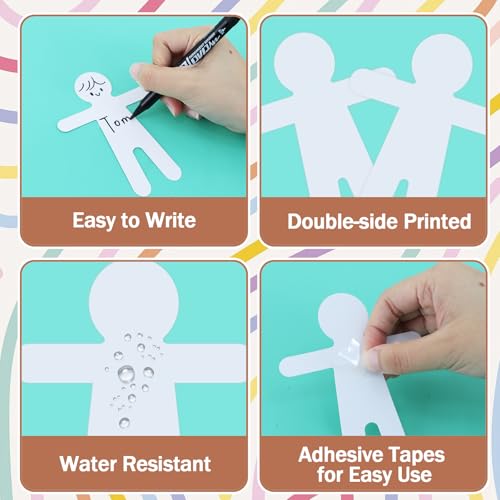 Image of Vuzvuv 48Pcs 5In People Doll Shaped Paper Cutouts with 100Pcs Glue Points for Wall Bulletin Board Decorations, Blank Boys & Girls Cut Out for Classroom, DIY Crafts & Party Banners(Skin Color Style)