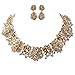 Jerollin Vintage Crystal Rhinestone Statement Choker Bib Statement Necklace Earring Fashion Costume Jewelry Set for Women Champagne
