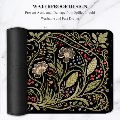 Image of Auhoahsil Desk Mat, Ultra Large Mouse Pad, XXL Gaming Mousepad, Pretty Desk Pad, Big Extended Full Size Desktop Desk Matt for Keyboard, Laptop & Computer, 35.5 x 15.7 in, European Vintage Flowers
