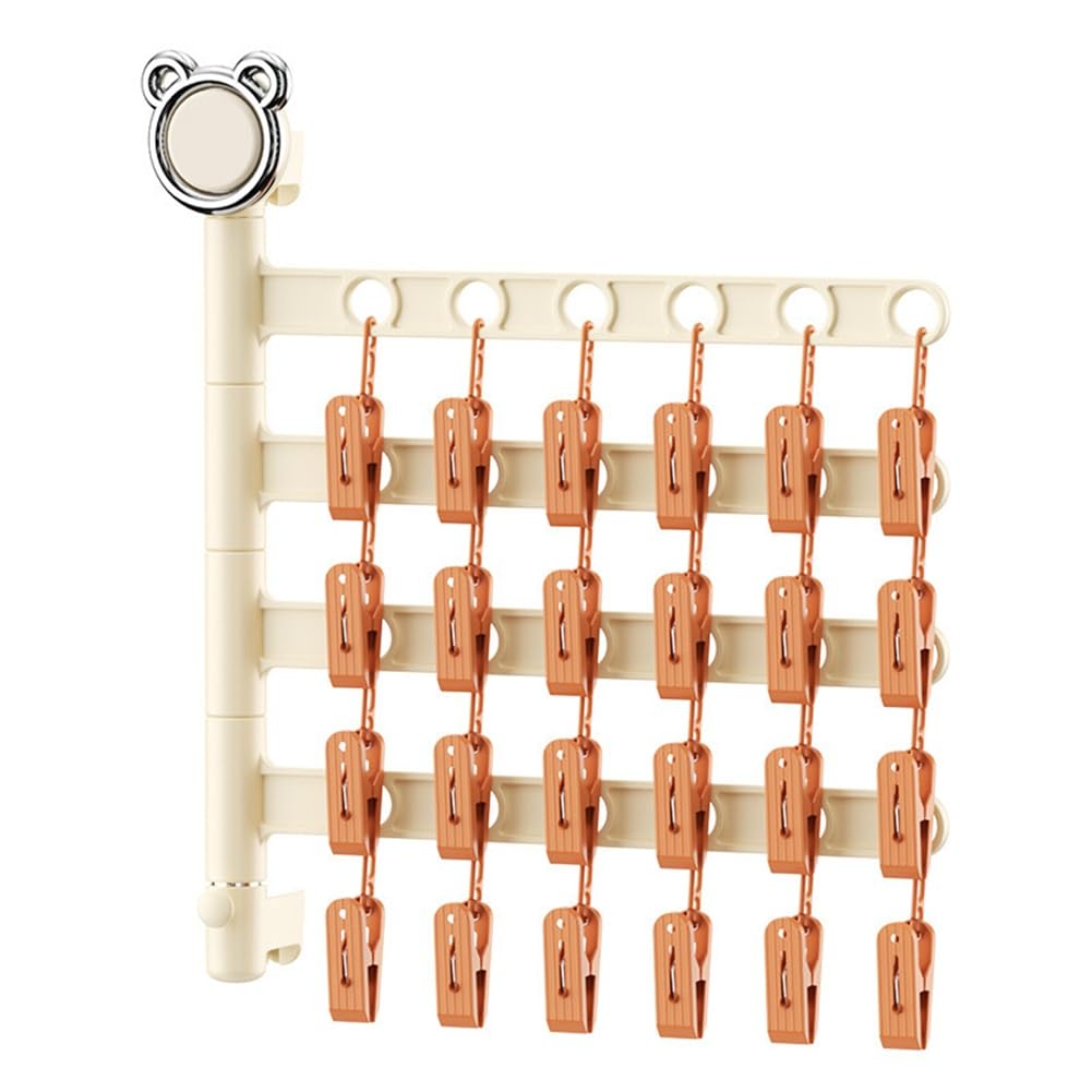 CTRLZS Multi-Functional Drying Rack Socks Underwear Laundry Storage Multi-Clip Wall-Mounted Artifact Balcony Folding Rack A