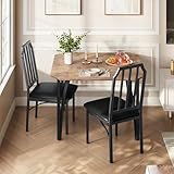 IDEALHOUSE Dining Table Set for 2, Kitchen Table Chairs Set of 2 with Ultra Comfortable PU Cushion, Dining Room Table Set for 2 Furniture with Kitchen Chairs - Rustic Brown