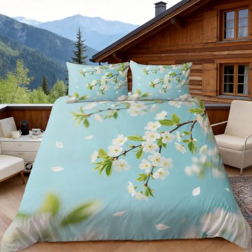 Housse de couette 200x200 fleur de poire avec taies d'oreiller - 5