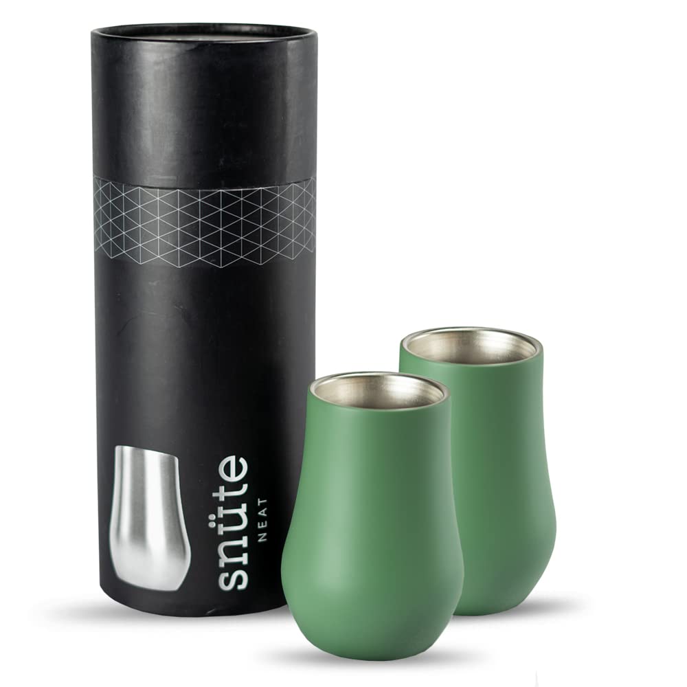 Double-wall Stainless Steel Whiskey Glasses - Stemless Nosing Glass - Gift for Whiskey Lover (Olive)