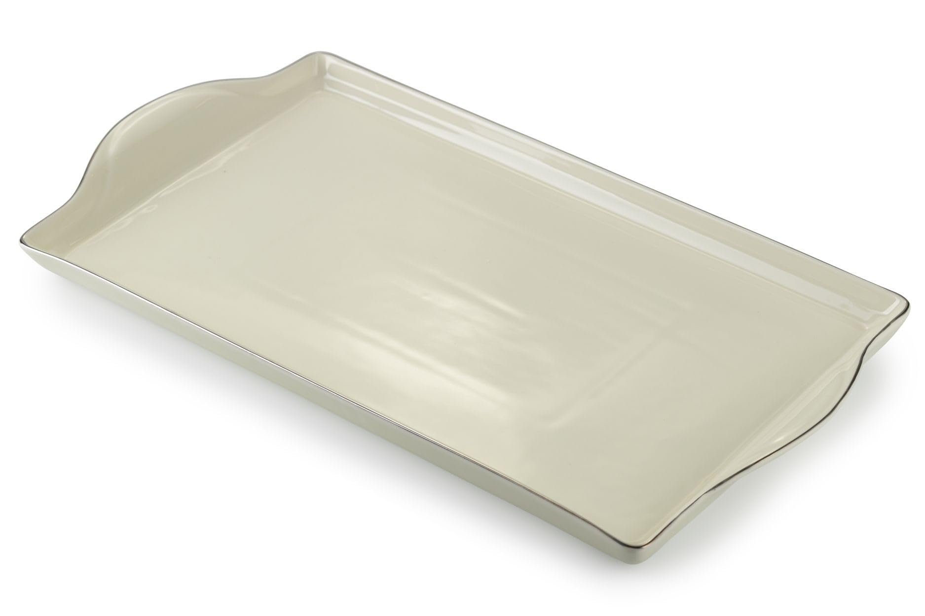 Service à café en céramique pour 4 personnes – Set avec théière, 4 tasses et plateau de service – Service à café crème avec poignée en métal – Idéal pour le service à café ou à thé